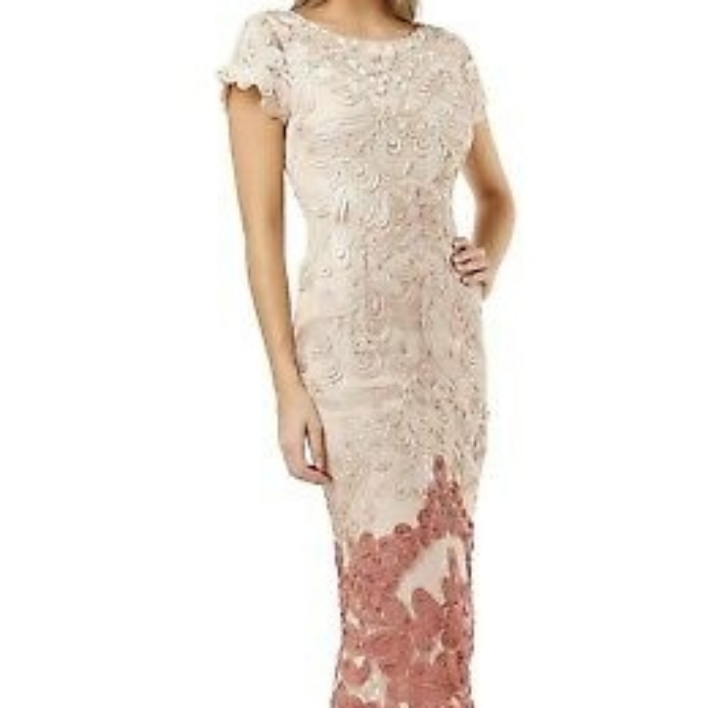 JS COLLECTIONS TWO TONE SOUTACHE MIDI DRESS SIZE 8